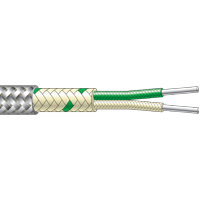 (CG29...CG69) Single Pair Fibreglass Flat Twin, Stainless Steel Braided Thermocouple Cable (up to +400°C)