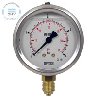 Wika Glycerine-Filled Pressure Gauge 63mm dia. Model 213.53.063